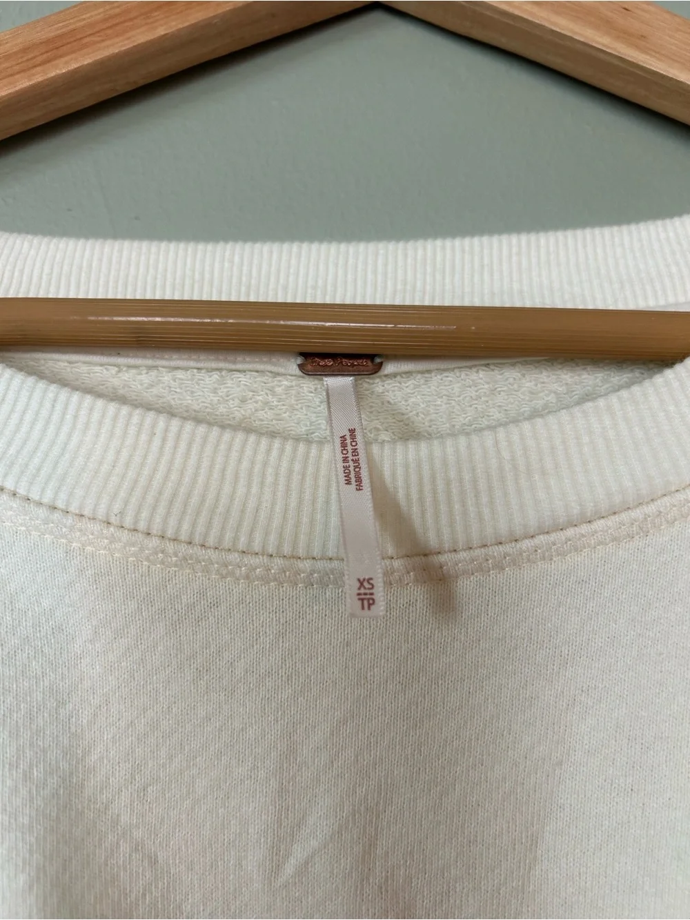 Free People Cream Long-Sleeve Lace-Inset Pullover Top